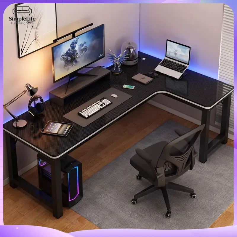 Desk Setup For Laptop And Monitor - 코너 게이밍 책상 컴퓨터 책상 PC