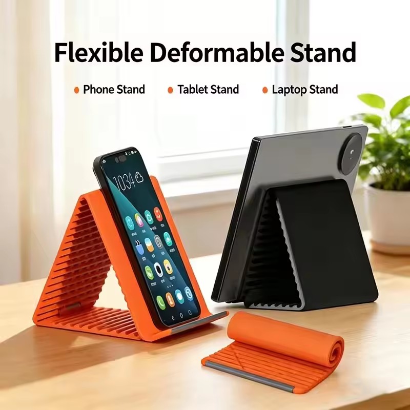 Desk Setup Stand - 휴대용 실리콘 폰/태블릿/노트북 거치대, 창의적인 접이식