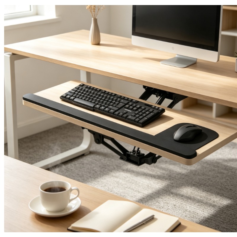Desk Setup Home Office - 책상 아래 슬라이딩 서랍형 키보드 트레이,