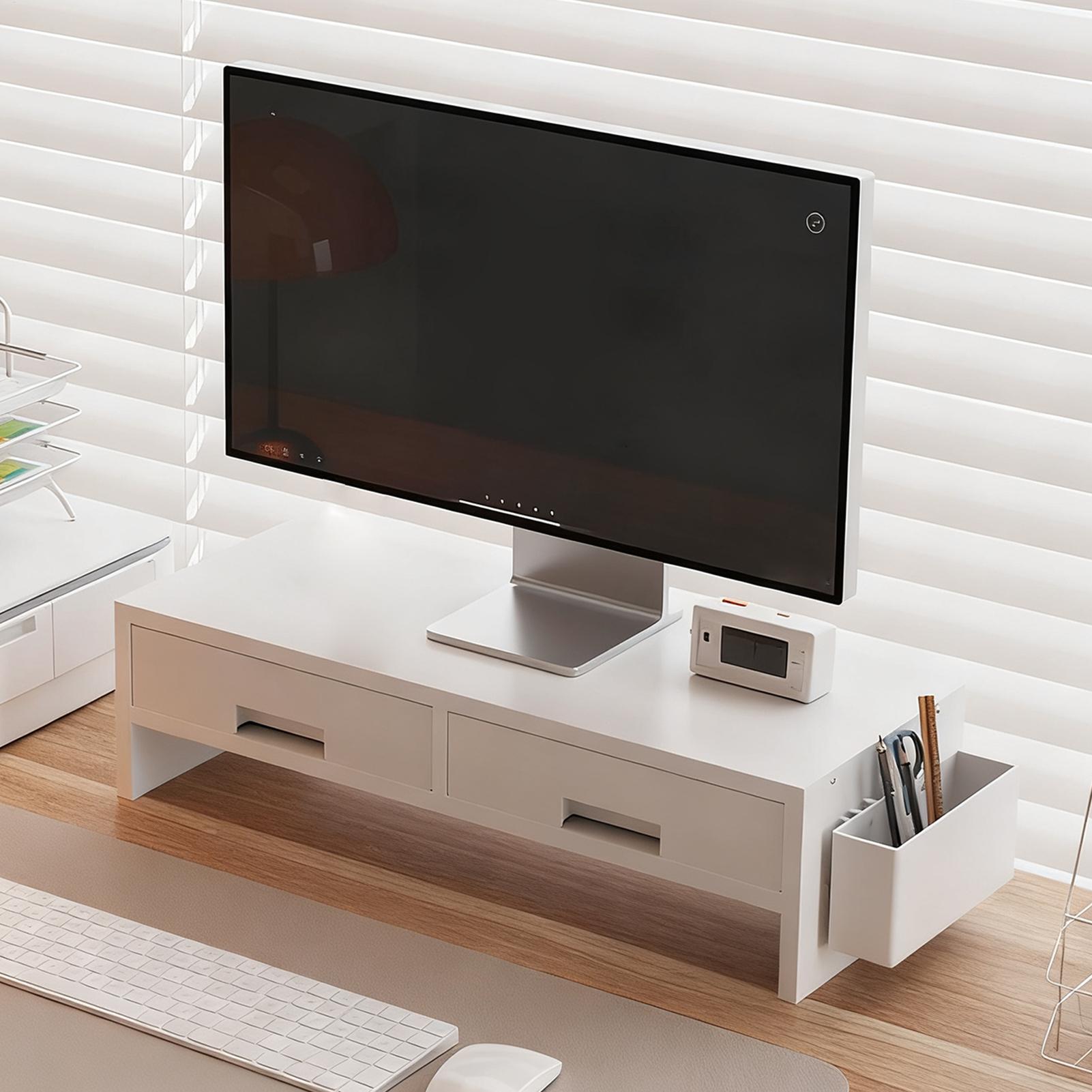 Desk Setup Home Office - 책상 모니터 스탠드 라이저 더블 서랍