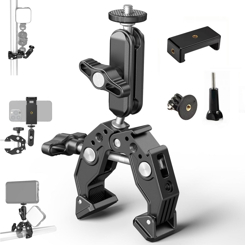 Monitor Arm Clamp - 유니버설 알루미늄 슈퍼 클램프, 더블 볼