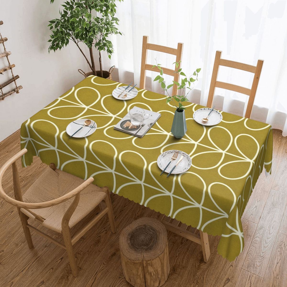Desk Setup Wallpaper - Orla Kiely 다중 줄기 직사각형 식탁보,