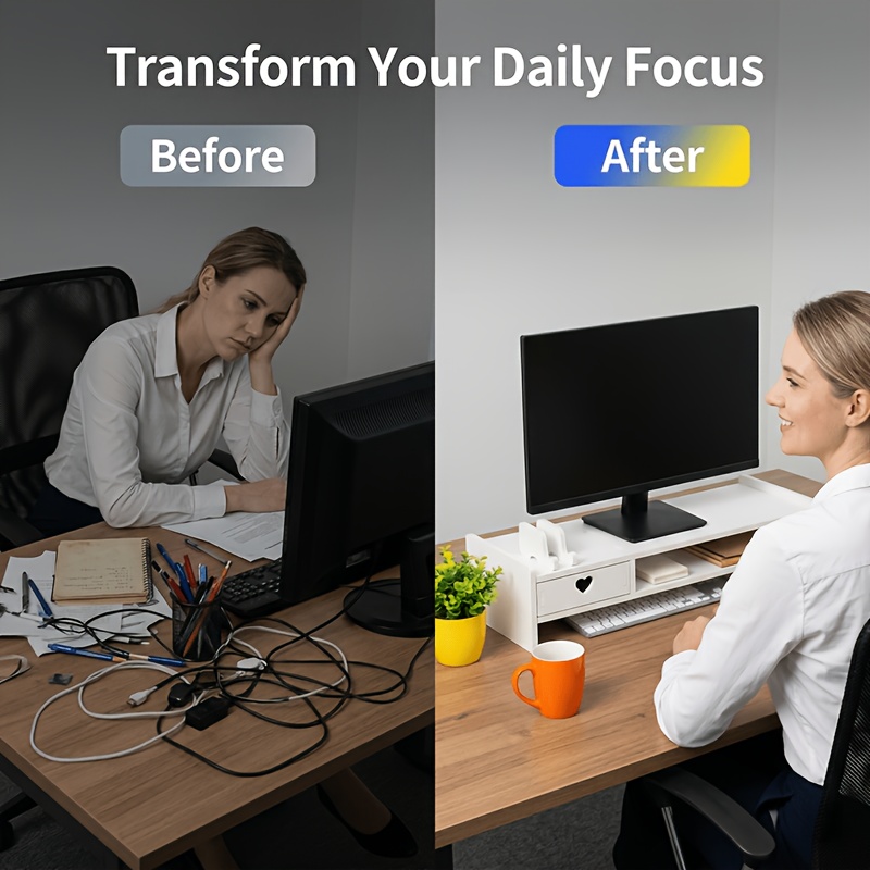 미니멀리스트 화이트 PVC 모니터 스탠드 라이저(수납  - Desk Setup Home Office 리뷰 및 가격