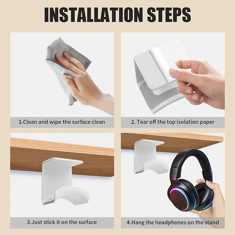 범용 헤드폰 스탠드 접착식 플라스틱 벽걸이형 헤드셋 거 - Desk Setup Stand 리뷰 및 가격