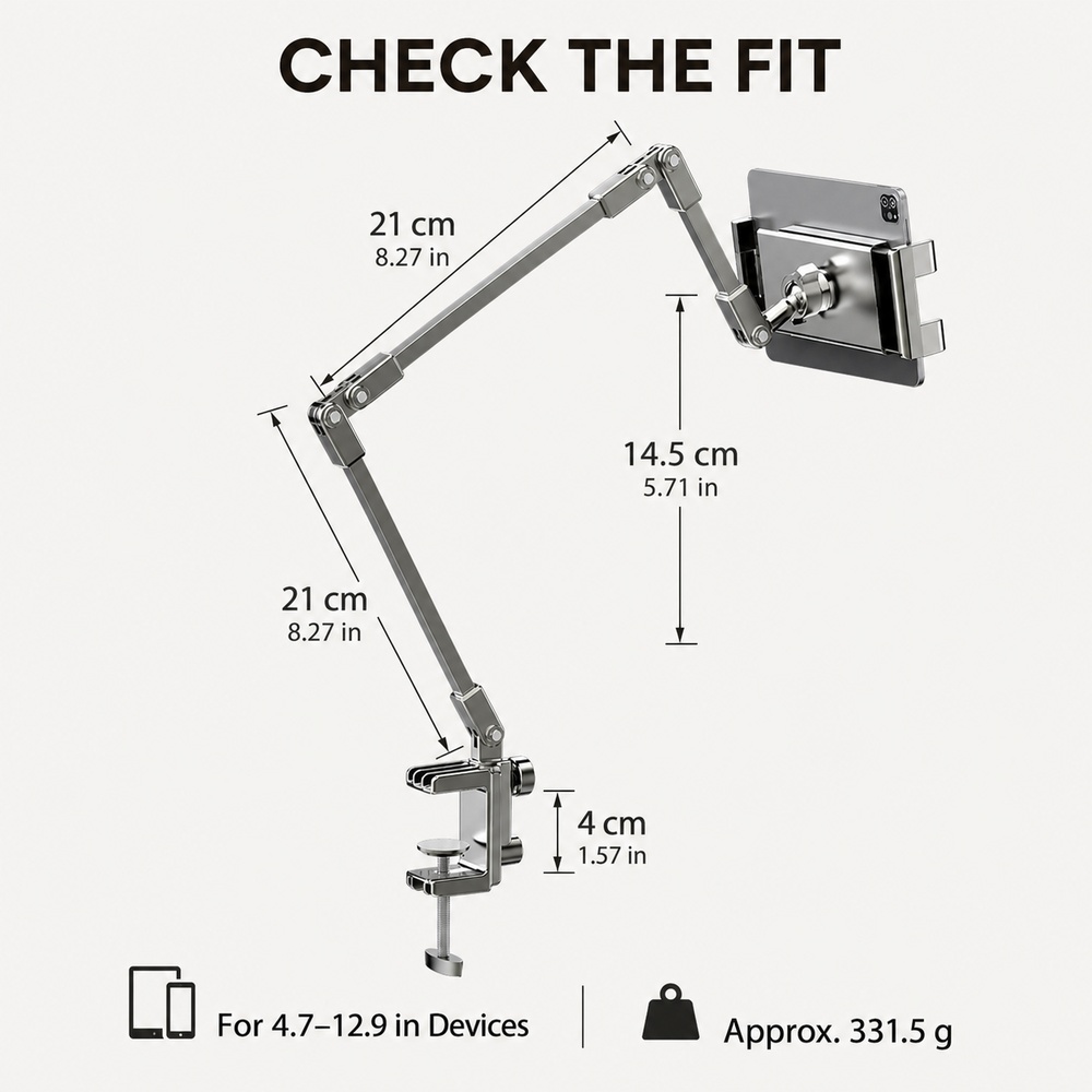 4.7-12.9인치 휴대폰/태블릿용 조절 가능한 침대  - Desk Setup Stand 리뷰 및 가격