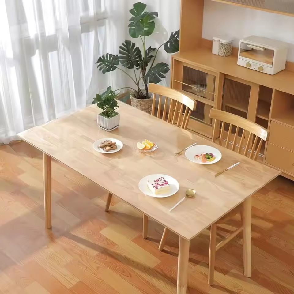 부드러운 유리 식탁보 투명 PVC 테이블 천으로 방수  - Desk Setup Wallpaper 리뷰 및 가격