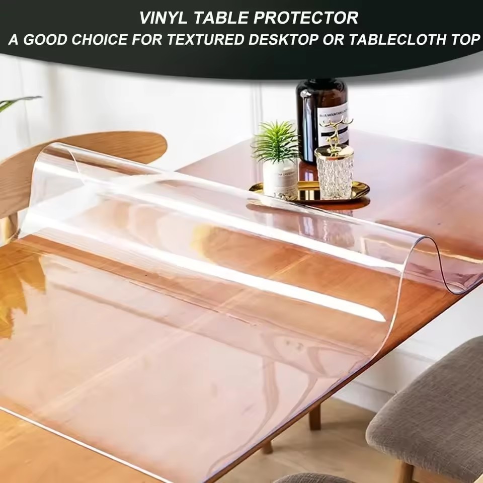 부드러운 유리 식탁보 투명 PVC 테이블 천으로 방수  - Desk Setup Wallpaper 리뷰 및 가격