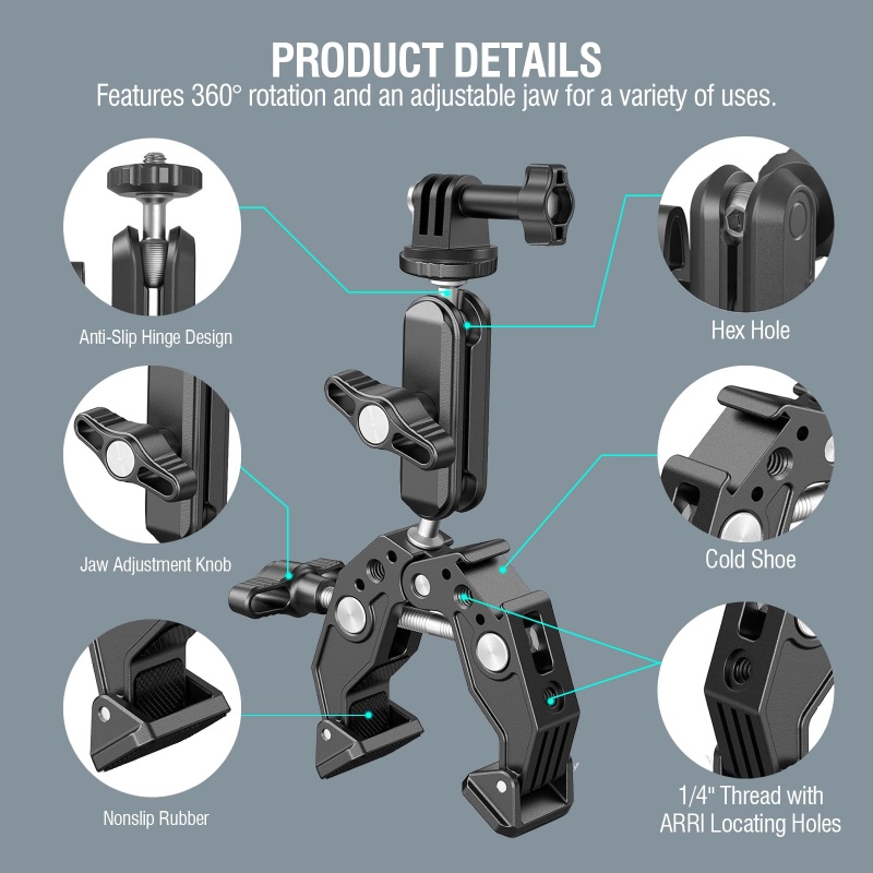 유니버설 알루미늄 슈퍼 클램프, 더블 볼 헤드 매직 암 - Monitor Arm Clamp 리뷰 및 가격