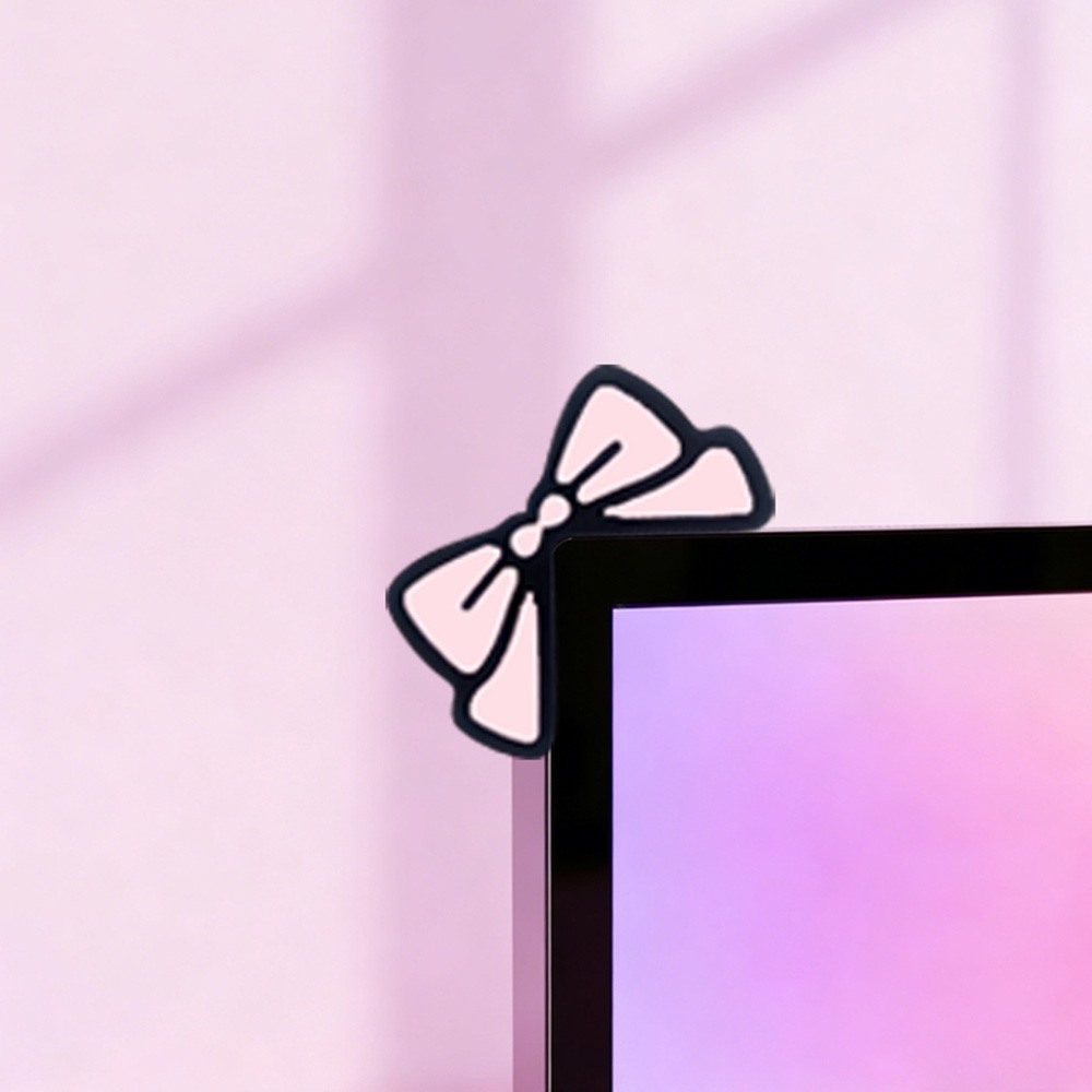 귀여운 핑크 리본 모니터 장식 카와이 스크린 탑 장식품 - Desk Setup For Laptop And Monitor 리뷰 및 가격