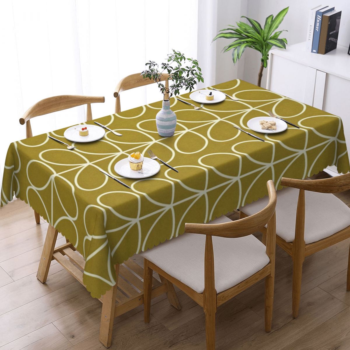 Orla Kiely 다중 줄기 직사각형 식탁보, 방수  - Desk Setup Wallpaper 리뷰 및 가격