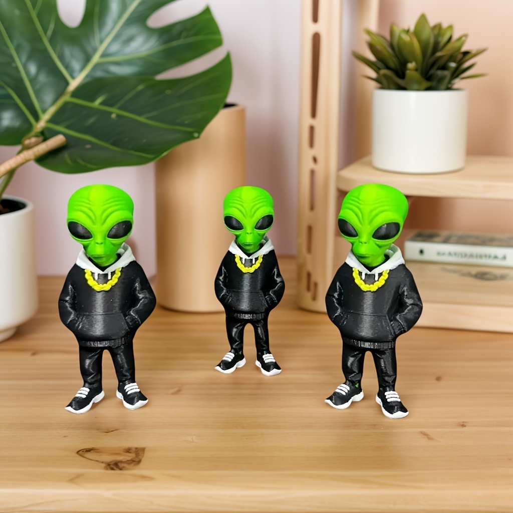 1개의 포켓 디자인의 녹색 외계인 피규어, 3D 프린팅 - Desk Setup Home Office 리뷰 및 가격